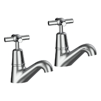 Fusion Cross Pillar Cocks - 4 Star - Pair - 3/4 Turn Ceramic Chrome (Lf)