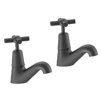 Fusion Cross Pillar Cocks - 4 Star - Pair - 3/4 Turn Ceramic Gunmetal (Lf)