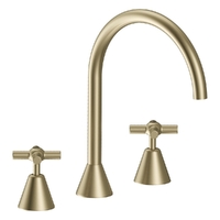 Fusion Cross Hob Spa Set - 3/4 Turn Ceramic Brushed Gold
