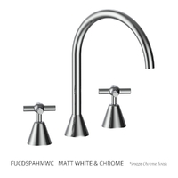Fusion Cross Hob Spa Set - 3/4 Turn Ceramic Matt White &amp; Chrome