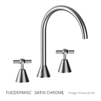 Fusion Cross Hob Spa Set - 3/4 Turn Ceramic Satin Chrome