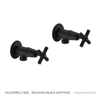 Fusion Cross Washing Machine Cocks - Pair - 3/4 Turn Ceramic Brushed Black Sapphire