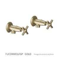 Fusion Cross Washing Machine Cocks - Pair - 3/4 Turn Ceramic Gold