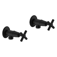 Fusion Cross Washing Machine Cocks - Pair - 3/4 Turn Ceramic Matt Black
