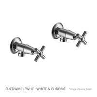 Fusion Cross Washing Machine Cocks - Pair - 3/4 Turn Ceramic  White &amp; Chrome