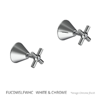 Fusion Cross Wall Top Assembly - 3/4 Turn Ceramic  White &amp; Chrome (Lf)
