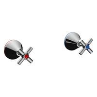 Fusion Care Cross Wall Stops - Red/Blue Rings And Decals - 3/4 Turn - Chrome (Lf)