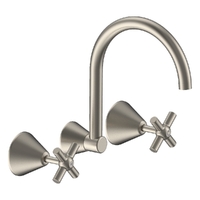 Fusion Cross Wall Sink/Laundry Set - 4 Star - 3/4 Turn Ceramic Brushed Nickel (Lf)