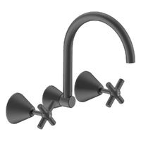 Fusion Cross Wall Sink/Laundry Set - 4 Star - 3/4 Turn Ceramic Gunmetal (Lf)
