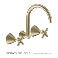 Fusion Cross Wall Sink/Laundry Set - 4 Star - 3/4 Turn Ceramic Gold (Lf)