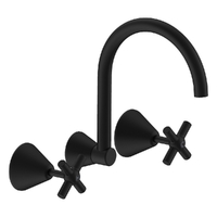 Fusion Cross Wall Sink/Laundry Set - 4 Star - 3/4 Turn Ceramic Matt Black (Lf)