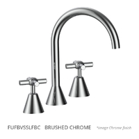 Fusion Cross Vanitee Sink Set - 4 Star - Jumper Valve Brushed Chrome (Lf)