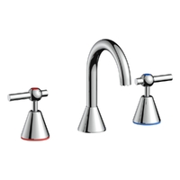 Fusion Care Lever Swivel Basin Set - Red/Blue Rings And Decals - 1/4 Turn 6 Star - Chrome (Lf)