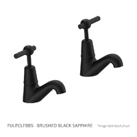Fusion Lever Pillar Cocks - 4 Star - Pair - 1/4 Turn Ceramic Brushed Black Sapphire (Lf)