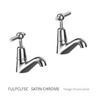 Fusion Lever Pillar Cocks - 4 Star - Pair - 1/4 Turn Ceramic Satin Chrome (Lf)