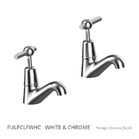 Fusion Lever Pillar Cocks - 4 Star - Pair - 1/4 Turn Ceramic  White &amp; Chrome (Lf)