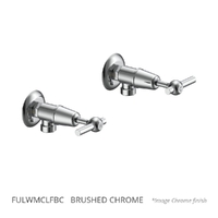 Fusion Lever Washing Machine Cocks - Pair - 1/4 Turn Ceramic Brushed Chrome