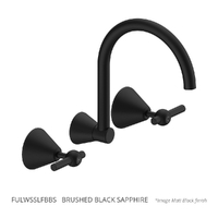 Fusion Lever Wall Sink/Laundry Set - 4 Star - 1/4 Turn Ceramic Brushed Black Sapphire (Lf)