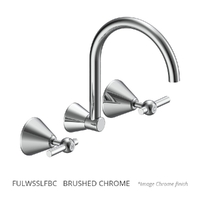 Fusion Lever Wall Sink/Laundry Set - 4 Star - 1/4 Turn Ceramic Brushed Chrome (Lf)