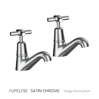 Fusion Cross Pillar Cocks - 4 Star - Pair - Jumper Valve Satin Chrome (Lf)
