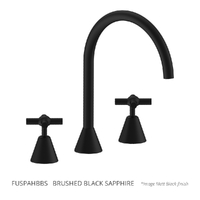 Fusion Cross Hob Spa Set - Jumper Valve Brushed Black Sapphire