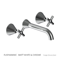 Fusion Cross Wall Spa Set - Jumper Valve Matt White &amp; Chrome