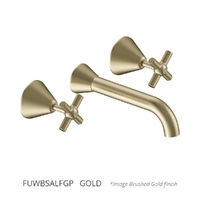Fusion Cross Wall Basin Set - 4 Star - Jumper Valve Gold (Lf)