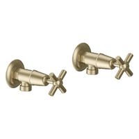Fusion Cross Washing Machine Cocks - Pair - Jumper Valve Brushed Gold