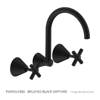 Fusion Cross Wall Sink/Laundry Set - 4 Star - Jumper Valve Brushed Black Sapphire (Lf)