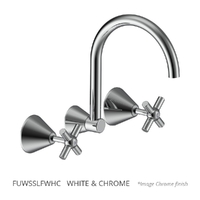 Fusion Cross Wall Sink/Laundry Set - 4 Star - Jumper Valve  White &amp; Chrome (Lf)