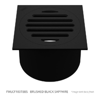100Mm Leak Control Floor Waste Square Top Brushed Black Sapphire