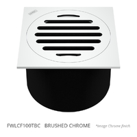 100Mm Leak Control Floor Waste Square Top Brushed Chrome