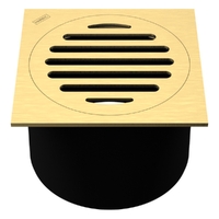 100Mm Leak Control Floor Waste Square Top Brushed Gold
