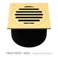 100Mm Leak Control Floor Waste Square Top Gold