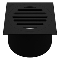 100Mm Leak Control Floor Waste Square Top Matt Black