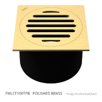 100Mm Leak Control Floor Waste Square Top Polished Brass