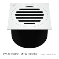 100Mm Leak Control Floor Waste Square Top Satin Chrome