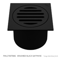 80Mm Leak Control Floor Waste Square Top Brushed Black Sapphire