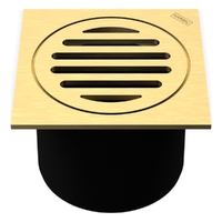 80Mm Leak Control Floor Waste Square Top Brushed Gold