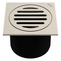 80Mm Leak Control Floor Waste Square Top Brushed Nickel