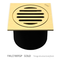 80Mm Leak Control Floor Waste Square Top Gold