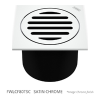 80Mm Leak Control Floor Waste Square Top Satin Chrome