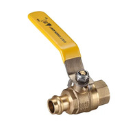 15mm Female X Copper Press Gas Ball Valve Lever Handle AGA Approved