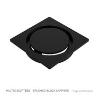 Halo Floor Waste 100Mm Square Top Brushed Black Sapphire