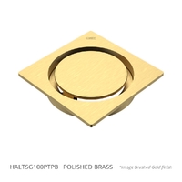 Halo Floor Waste 100Mm Square Top Polished Brass