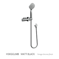 Grip And Glide 3 Function Hand Shower Slider Kit - Left Hand - 3 Star - Matt Black
