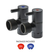 Washing Machine Stop Ceramic Disc Lever Handle Pair Matt Blk