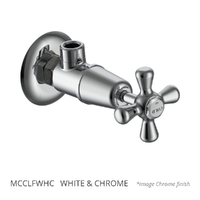 Merino Cross Cistern Cock - Jumper Valve  White &amp; Chrome