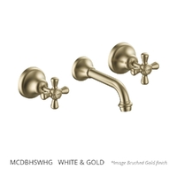 Merino Cross Bath Set - 3/4 Turn Ceramic  White &amp; Gold