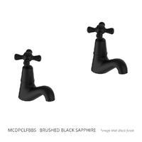 Merino Cross Pillar Cocks - 4 Star - Pair - 3/4 Turn Ceramic Brushed Black Sapphire (Lf)
